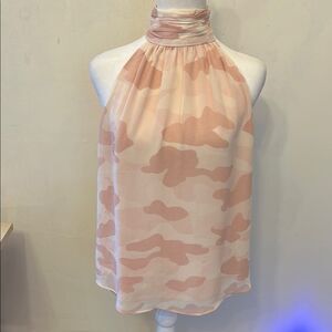 Joie Pink and Cream Patterned Silk halter top Size XS EUC